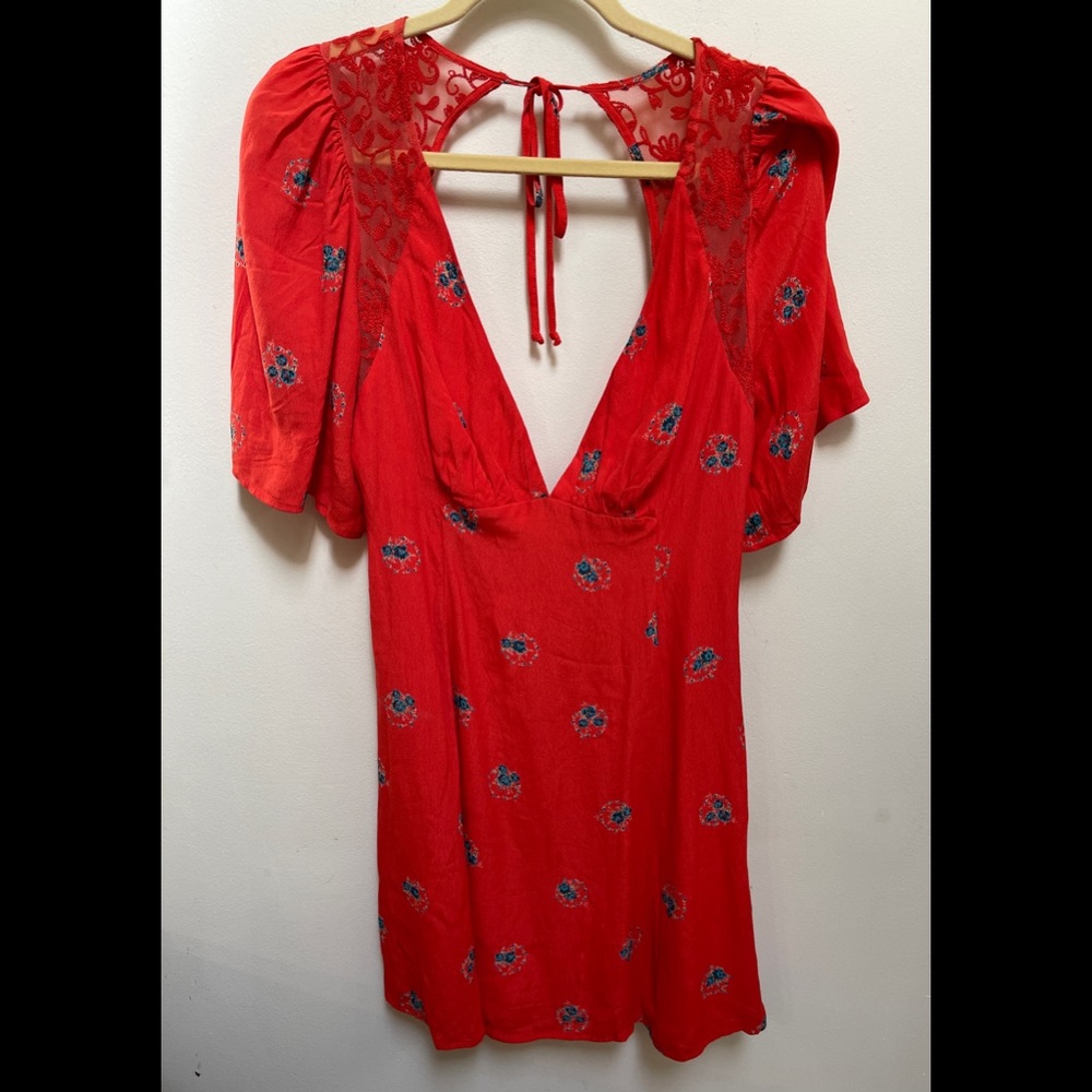 Free People Red Tie Back Dress